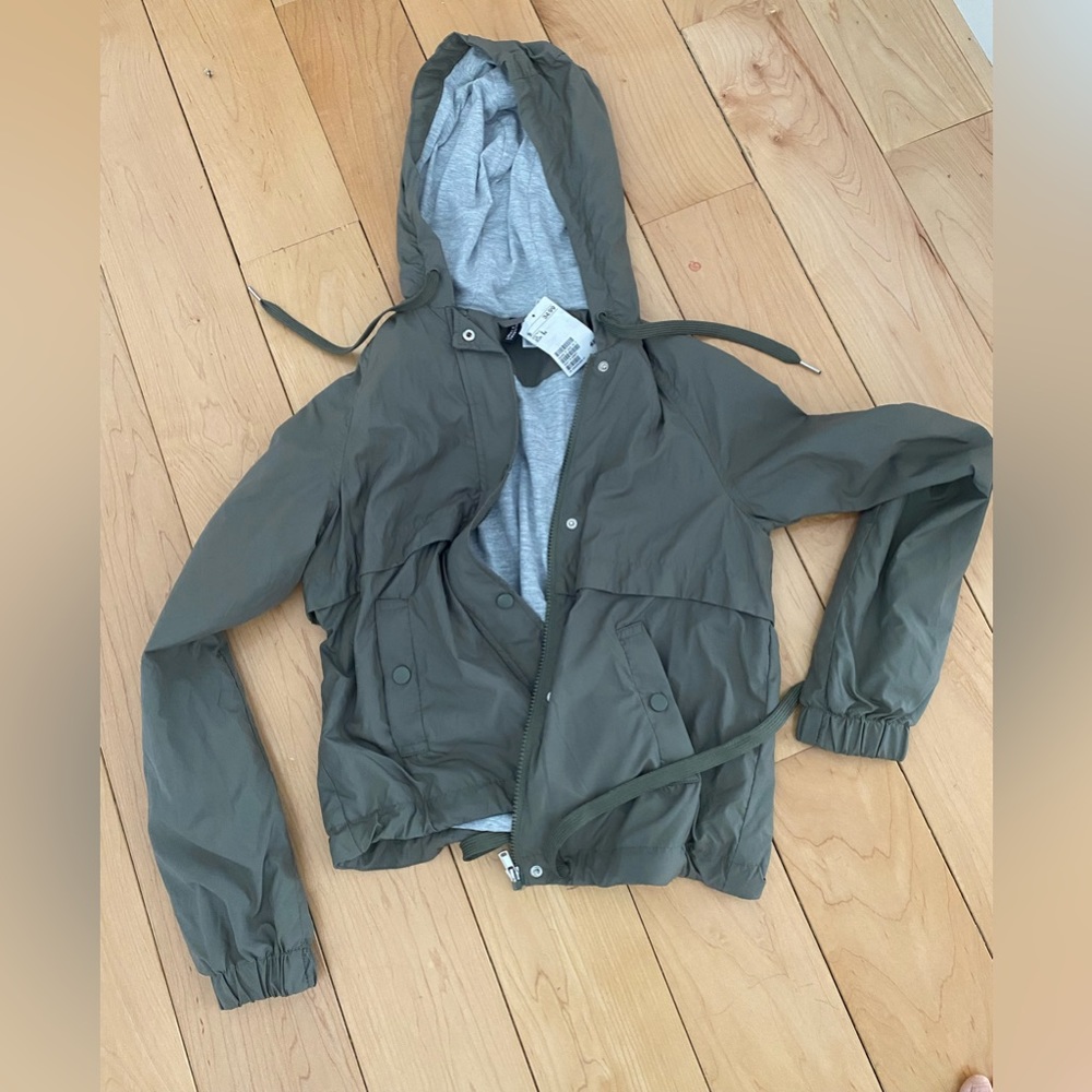 NWT, Army Green lightweight hooded jacket, size 2